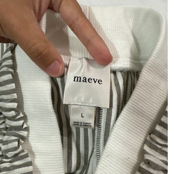 Anthropologie Maeve Womens Large Elastic-Trim Beach Pants Striped Wide Leg - Picture 7 of 13